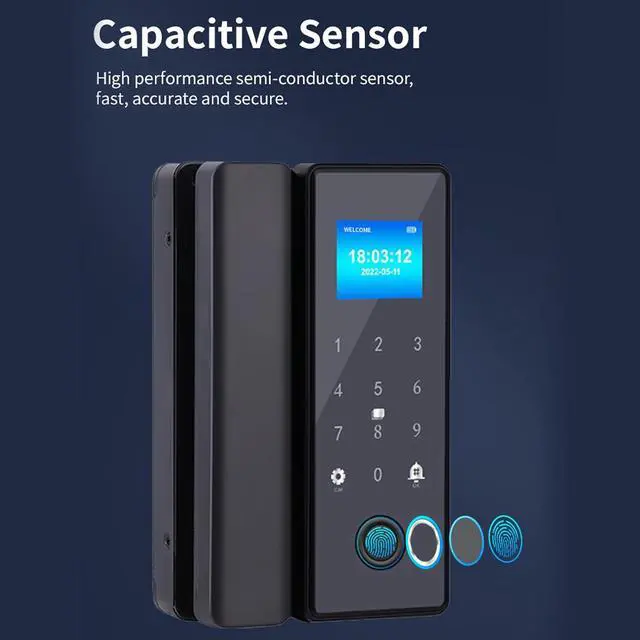 Alt view image 6 of 6 - Smart WiFi Lock Fingerprint Door Lock 1.77 Inch Color Screen Tuya APP Control Password IC Card Temporary Key Dual Hook Latch 2.5D Acrylic Panel 100 Fingerprints 10000 Access