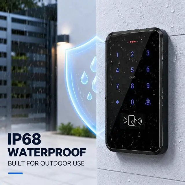 Alt view image 2 of 7 - Fully 125KHz RFID Access Control System Kit, IP68 Waterproof Keypad, 3000 Users, NC Electric Strike Lock Door Entry System,12V Power Supply, Exit Button,10 Keyfobs,Can be Installed Outdoor