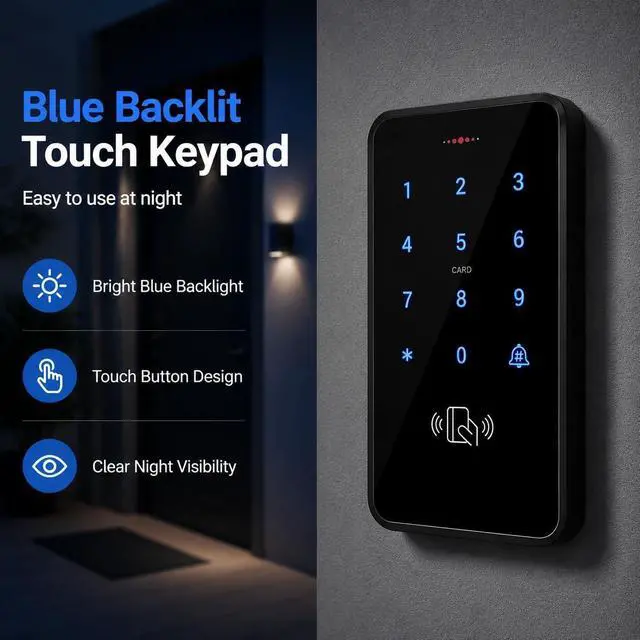 Alt view image 6 of 7 - Fully 125KHz RFID Access Control System Kit, IP68 Waterproof Keypad, 3000 Users, NC Electric Strike Lock Door Entry System,12V Power Supply, Exit Button,10 Keyfobs,Can be Installed Outdoor