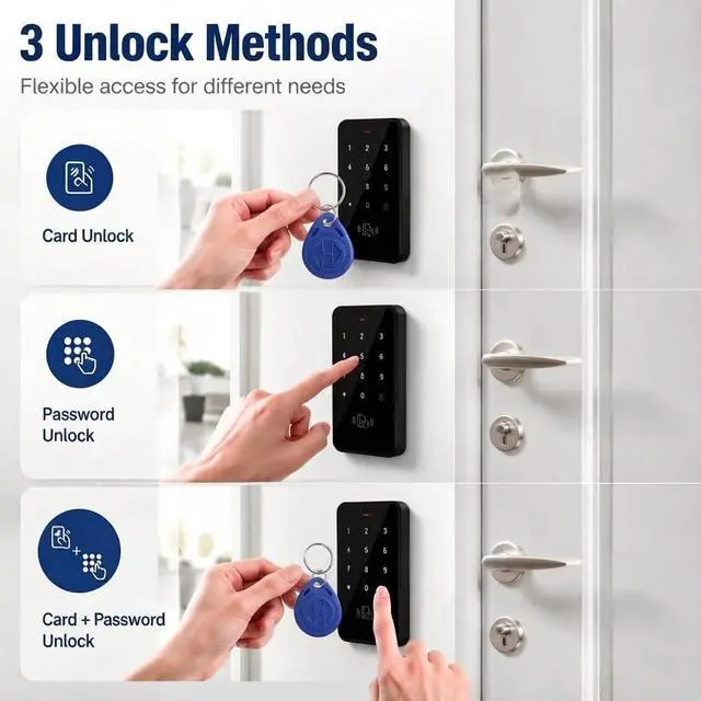 Alt view image 3 of 7 - Fully 125KHz RFID Access Control System Kit, IP68 Waterproof Keypad, 3000 Users, NC Electric Strike Lock Door Entry System,12V Power Supply, Exit Button,10 Keyfobs,Can be Installed Outdoor
