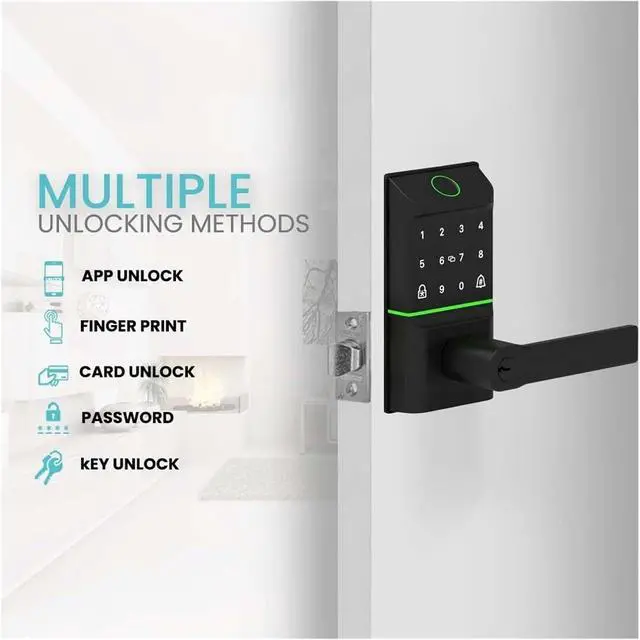 Alt view image 4 of 6 - Keyless Entry Smart Door Lock with Handle Biometric Fingerprint Deadbolt Auto Lock, for Front Door Home