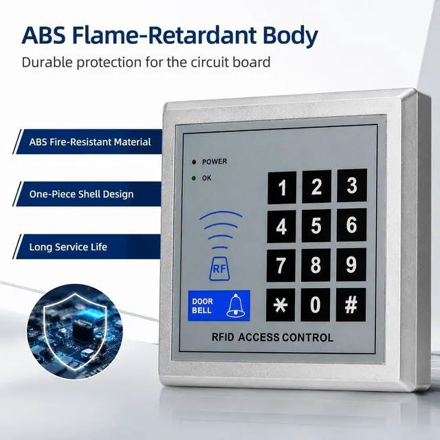 Alt view image 6 of 7 - RealOKbil Fully Access Control System Kit,Easy to Install,1000 Users, Wiegand 26, 125KHz RFID Door Entry Keypad+280kg Magnetic Lock+ DC12V Power Supply+ Exit Button + 10 Key Fobs