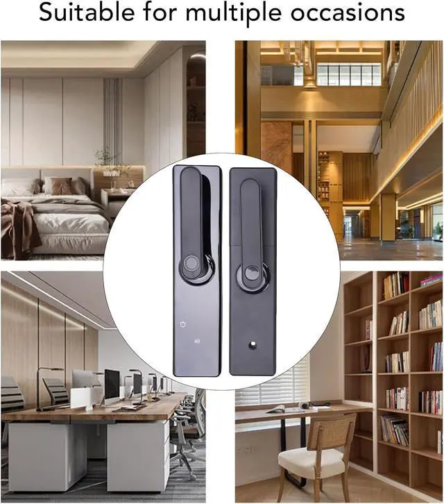 Alt view image 2 of 7 - Generic Fingerprint Keypad Door Handle Lock, Electronic Smart Lock with Fingerprint Password Card Key APP WiFi Control, for Wooden Stainless Steel Copper Door 35 to 55mm
