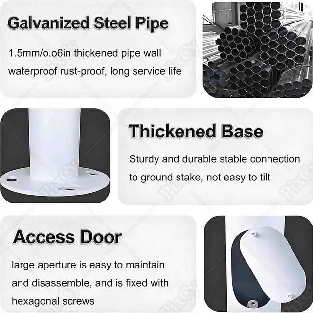 Alt view image 2 of 7 - Security Camera Pole Mounting Braces Universal Surveillance Post Removable Feet 3 Sections Design Galvanized Steel for Patio Walkway School Backyard 2.5m