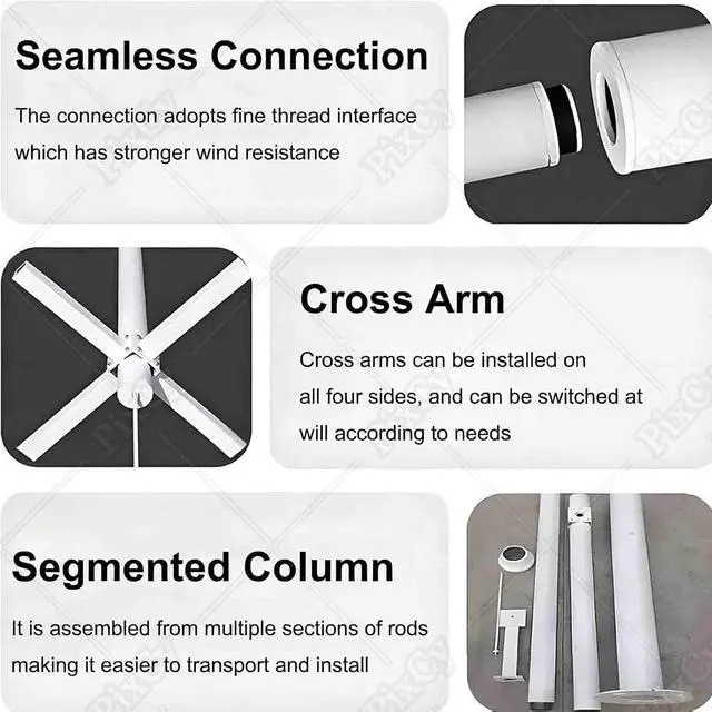Alt view image 3 of 7 - Security Camera Pole Mounting Braces Universal Surveillance Post Removable Feet 3 Sections Design Galvanized Steel for Patio Walkway School Backyard 2.5m