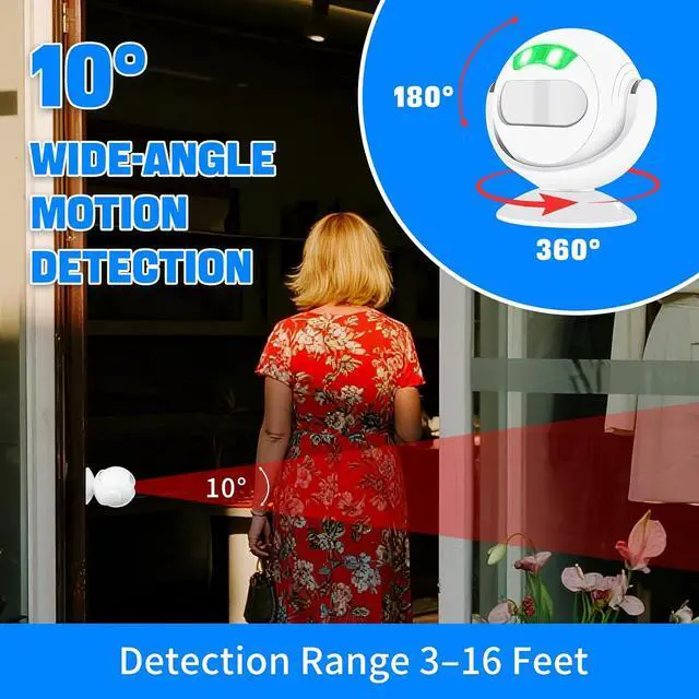 Alt view image 7 of 7 - NineLeaf Motion Sensor Door Chime,Motion Activated Voice Player, Motion Sensor Alarm Indoor, 95dB Sound, MP3 Support, USB-C Powered, Dual-Directional Sensing, Ideal for Home, Store, Office,7PK