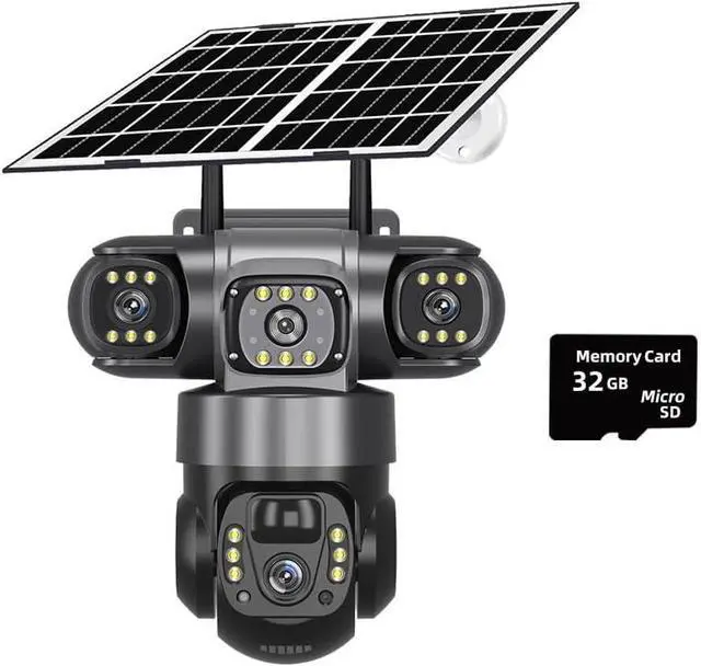 Main image of V380 Pro Solar Power Camera 4G Sim Card Triple Lens, PIR Human Detection PTZ, Outdoor CCTV Surveillance Monitor(4G Camera 32GB Card)