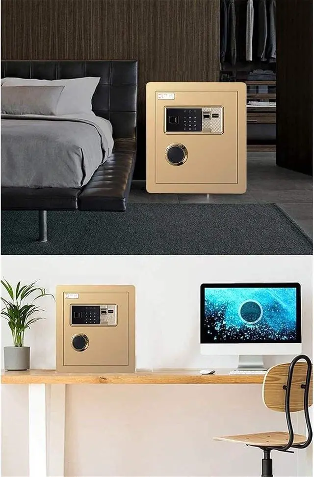 Alt view image 5 of 6 - Fireproof Waterproof Electronic Digital Biometric Fingerprint Home SteelLed Display,for Office Hotel Jewelry Cash,Gold,36X32X40cm for Home Office Cash Use