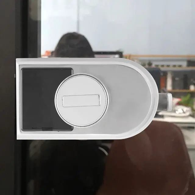 Alt view image 6 of 7 - Fingerprint Card Reader Emergency Mechanical Key Home Office Glass Door Lock Right Open