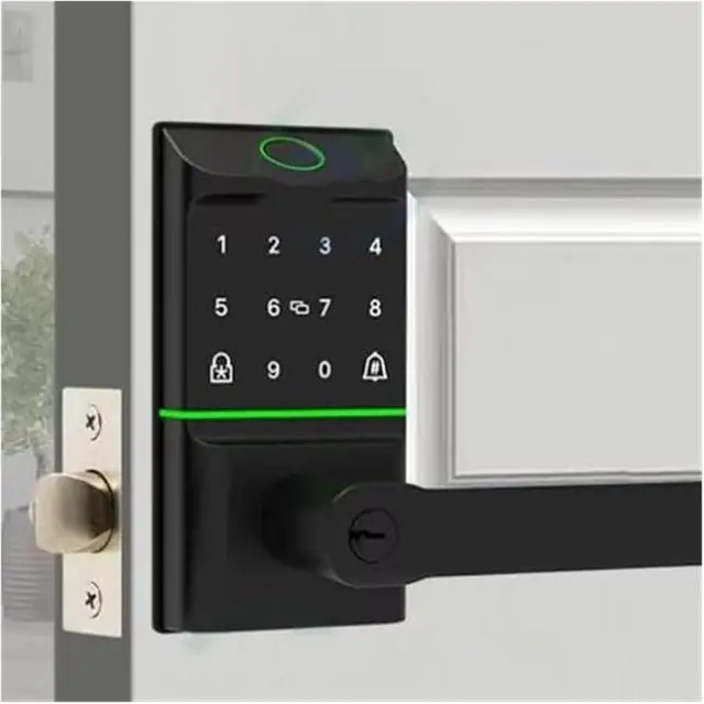 Alt view image 3 of 6 - Keyless Entry Smart Door Lock with Handle Biometric Fingerprint Deadbolt Auto Lock, for Front Door Home
