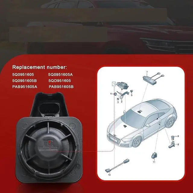 Alt view image 7 of 7 - High Decibel 110dB Vehicle Security Alarm Horn Design 3 Pin 12V 5Q0951605A 5Q0951605B PAB951605A PAB951605B