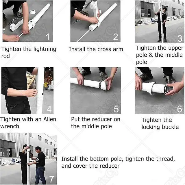 Alt view image 5 of 7 - Security Camera Pole Mounting Braces Universal Surveillance Post Removable Feet 3 Sections Design Galvanized Steel for Patio Walkway School Backyard 2.5m