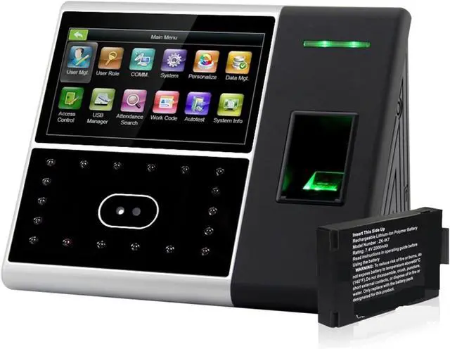 Alt view image 2 of 7 - Time Clock, IFace302 Biometric Face Time Attendance System USB Fingerprint Reader Time Clock Employee Access Control Machine Electronic for Small Business and Office(IFace302-Battery-1)