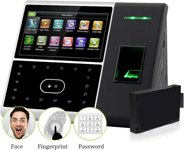 Alt view image 3 of 7 - Time Clock, IFace302 Biometric Face Time Attendance System USB Fingerprint Reader Time Clock Employee Access Control Machine Electronic for Small Business and Office(IFace302-Battery-1)