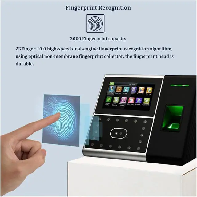 Alt view image 5 of 7 - Time Clock, IFace302 Biometric Face Time Attendance System USB Fingerprint Reader Time Clock Employee Access Control Machine Electronic for Small Business and Office(IFace302-Battery-1)