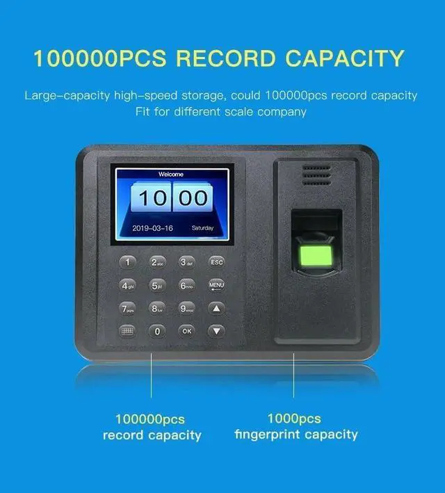 Alt view image 2 of 7 - Clocking in Machine for Employees Small Business A6 Biometric Fingerprint Time Attendance Machine Employee Shift Scheduling Time Attendance Machine Time Attendance Office,
