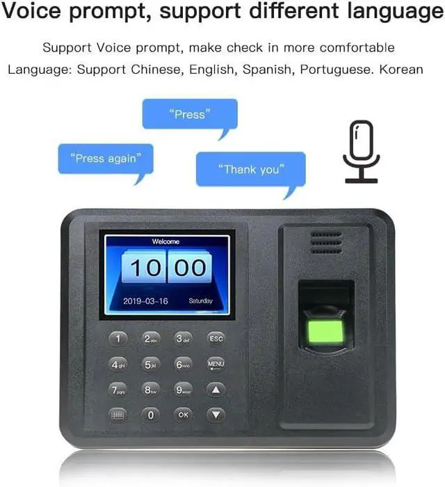 Alt view image 3 of 7 - Clocking in Machine for Employees Small Business A6 Biometric Fingerprint Time Attendance Machine Employee Shift Scheduling Time Attendance Machine Time Attendance Office,