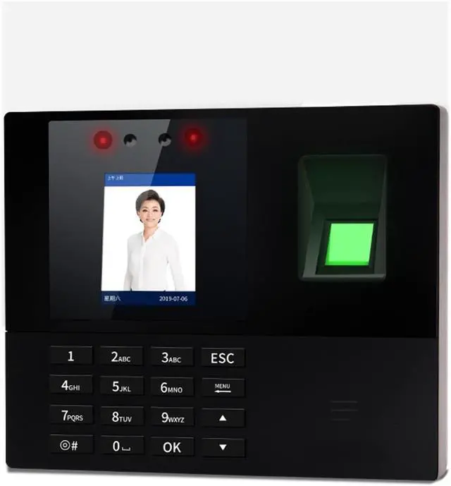 Alt view image 2 of 2 - Time Clock Face Recognition Time Attendance Machine Fingerprint Time Attendance Machine Biometric Sign-in Machine for Employees Small Business Office Electronics Products,