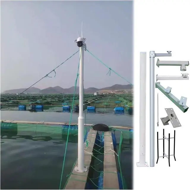 Main image of Industrial Surveillance Camera Pole, 8.2ft Security Camera Post with Dual Arm for Roadside Monitoring, Heavy-Duty Camera Stand, Easy Assembly, Weather-Resistant Design