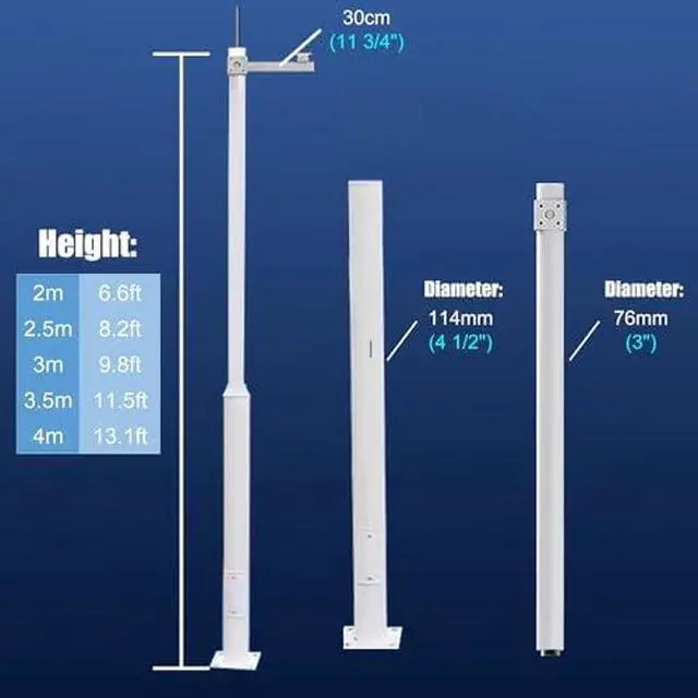 Alt view image 2 of 4 - Heavy Duty 11.5ft Weatherproof Security Camera Mounting Pole - Durable Ground Post & Extension Bracket for Outdoor Surveillance, Enhanced Stability & Protection
