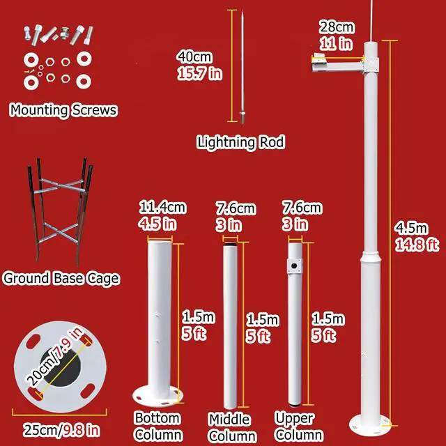 Alt view image 2 of 7 - Detachable Solar Panel & Camera Mounting Bracket Pole - Easy Install Security Camera Stand, Adjustable 7-20ft Height, Durable Surveillance Cameras Holder Column