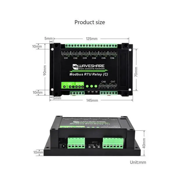 Alt view image 2 of 7 - Industrial-Grade 8-Channel RS485 Magnetic Latching Relay Module Modbus RTU Protocol Guide Rail housing