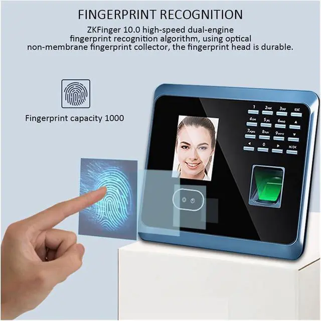 Alt view image 5 of 6 - Time Clock, 100plus Biometric Fingerprint Face Recognition Time Attendance Machine System with Keyboard Time Clock for Small Business and Office