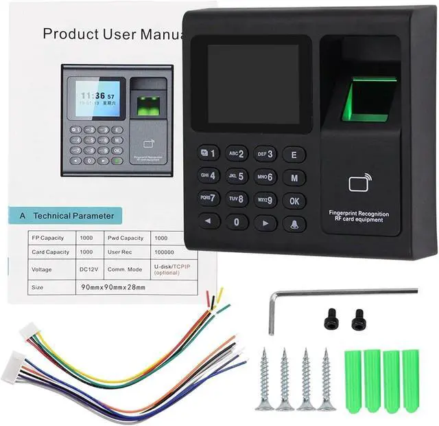 Alt view image 2 of 7 - Time Clock, Fingerprint Attendance Machine Intelligent Biometric Fingerprint Time Attendance Machine Time Clock Recorder Device Employee for Business, Office