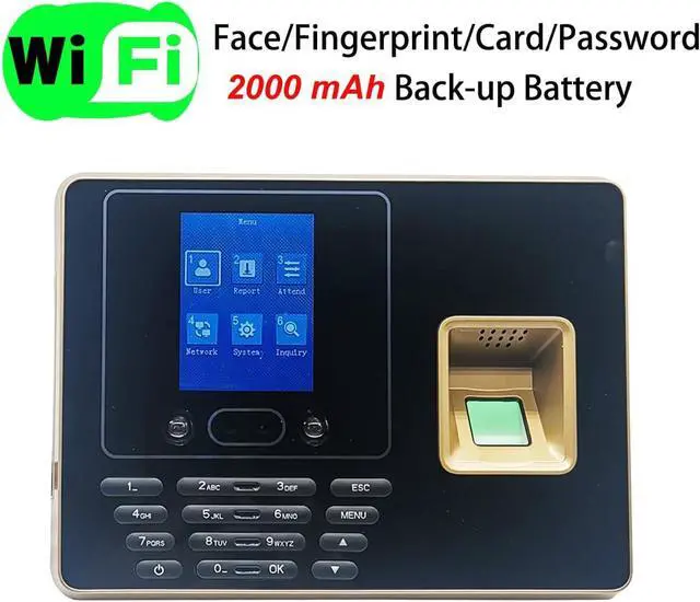 Alt view image 2 of 4 - Time Clock, Battery Face Recognition Time Attendance Management System Fingerprint Card Empolyee Electronic Attendance Machine for Small Business and Office