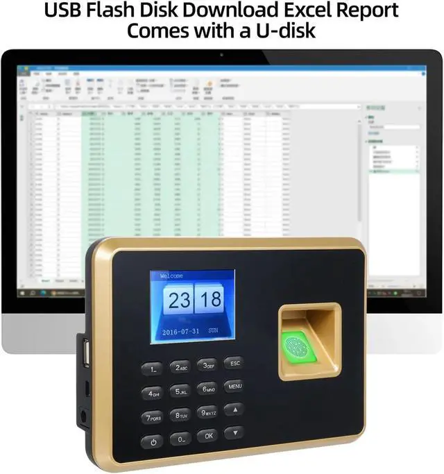Alt view image 5 of 6 - Biometric for Small Businesses Attendance Machine for Employees 1000pcs Fingerprint/1000pcs Password/1000pcs ID Card for Small Businesses,Black,Type 1