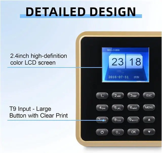 Alt view image 6 of 6 - Biometric for Small Businesses Attendance Machine for Employees 1000pcs Fingerprint/1000pcs Password/1000pcs ID Card for Small Businesses,Black,Type 1
