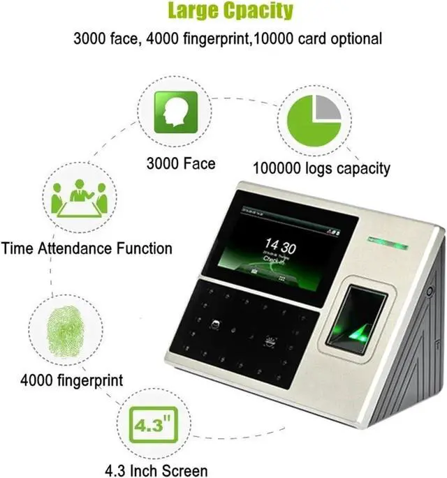 Alt view image 3 of 5 - Employee for Small Businesses and Offices 3,000 Face Reader Biometric Door Access Control Time Attendance Machine for Small Businesses