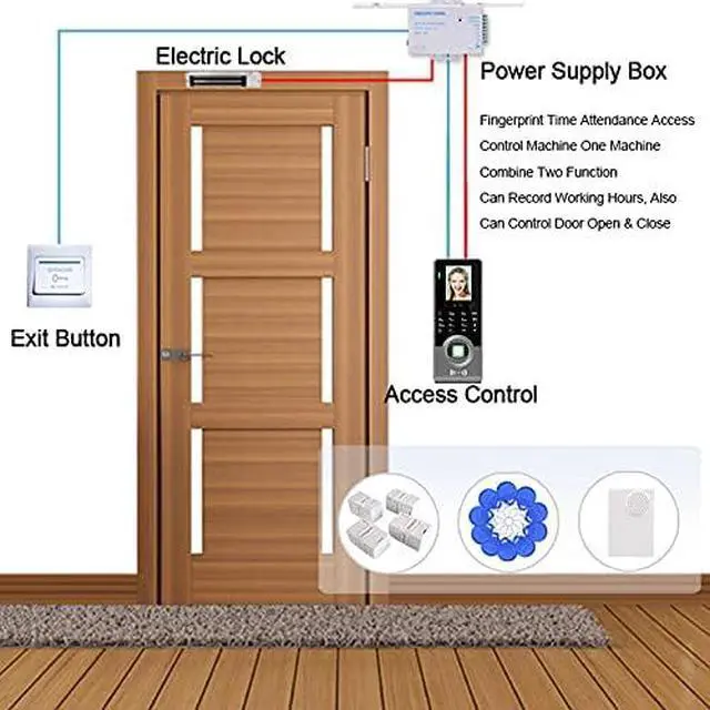 Alt view image 3 of 3 - Time Clock, Face Fingerprint Attendance Access Control Keypad Access Control System Touch Doorbell Access Control Device Machine for Business, Office