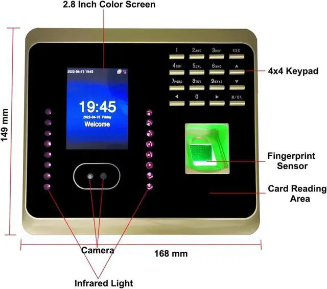 Alt view image 2 of 6 - WiFi Biometric Face Attendance System Fingerprint for Small Businesses Employee Attendace Management Electronic Device for Small Businesses