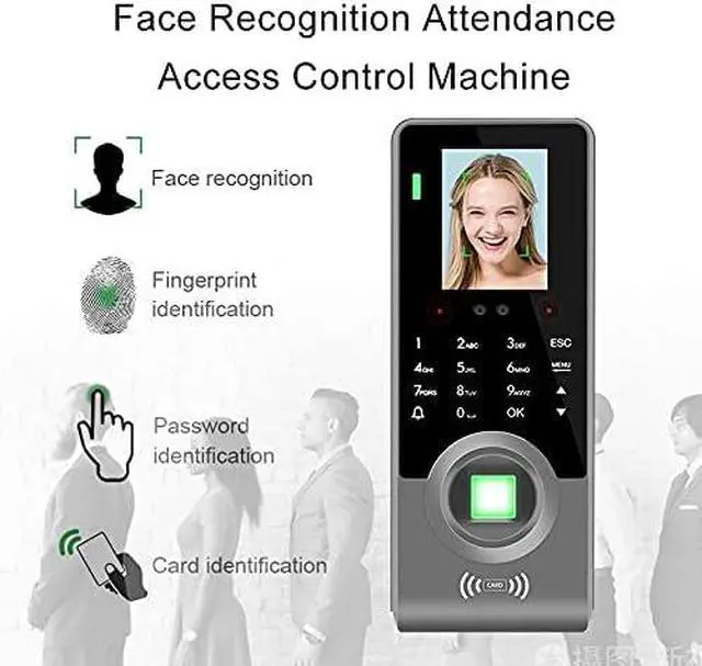 Alt view image 2 of 3 - Time Clock, Face Fingerprint Attendance Access Control Keypad Access Control System Touch Doorbell Access Control Device Machine for Business, Office