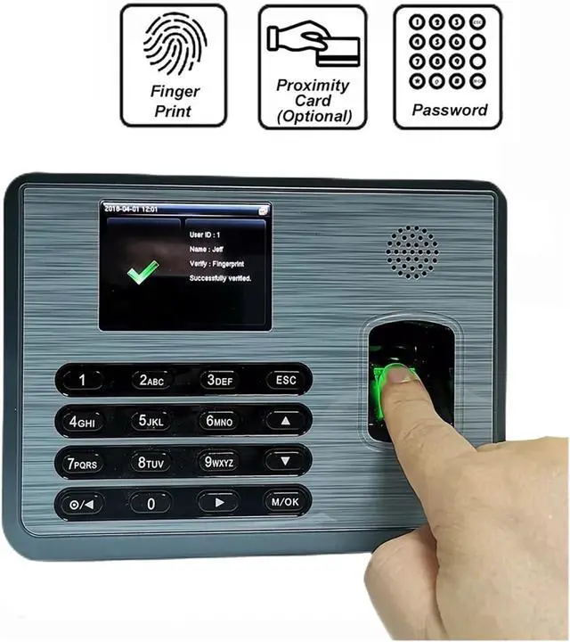 Alt view image 2 of 6 - Biometric Attendance System Fingerprint Employee Control Machine Electronic Biometric Employee Attendance Machine for Small Businesses for Small Businesses,Gray,TX628,IC