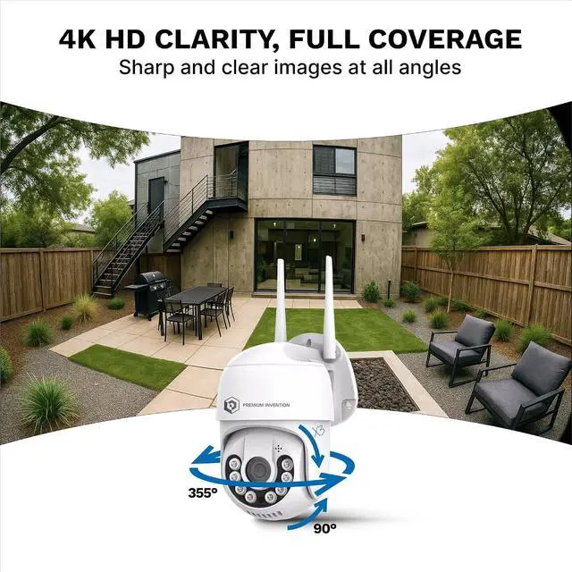 Alt view image 2 of 6 - Optima X3 Pro Outdoor Security Camera, 4K HD, 8X Digital Zoom, AI Human Detection, PTZ, Colorful Night Vision, Easy Install, Wired or Wireless, Weatherproof, No Subscription