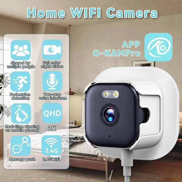 Alt view image 2 of 7 - 3MP 2K Window Camera, 2.4GHz & 5GHz WiFi Indoor Cameras for Home Security with Full Color Night Vision, Dual-Angle Mount, AI Person & Motion Detection, 24/7 Recording, 2-Way Audio, Real-Time Alerts