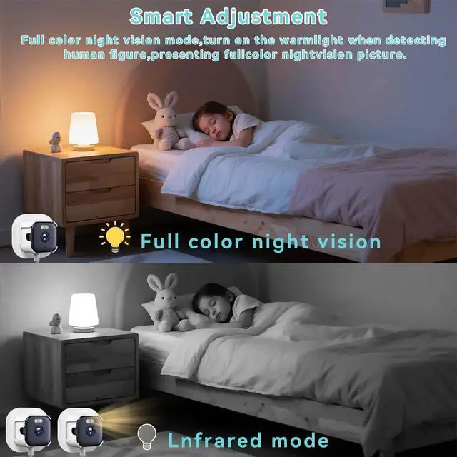 Alt view image 4 of 7 - 3MP 2K Window Camera, 2.4GHz & 5GHz WiFi Indoor Cameras for Home Security with Full Color Night Vision, Dual-Angle Mount, AI Person & Motion Detection, 24/7 Recording, 2-Way Audio, Real-Time Alerts
