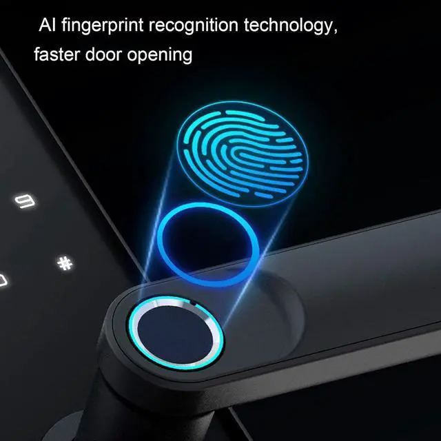 Alt view image 4 of 7 - Luocute Fingerprint Door Lock, Smart Keyless Entry with 5 in 1 Unlocking Methods Fingerprint App Code Key IC Card, for Home Hotel Office Apartment 4 8cm Thick Wooden Doors