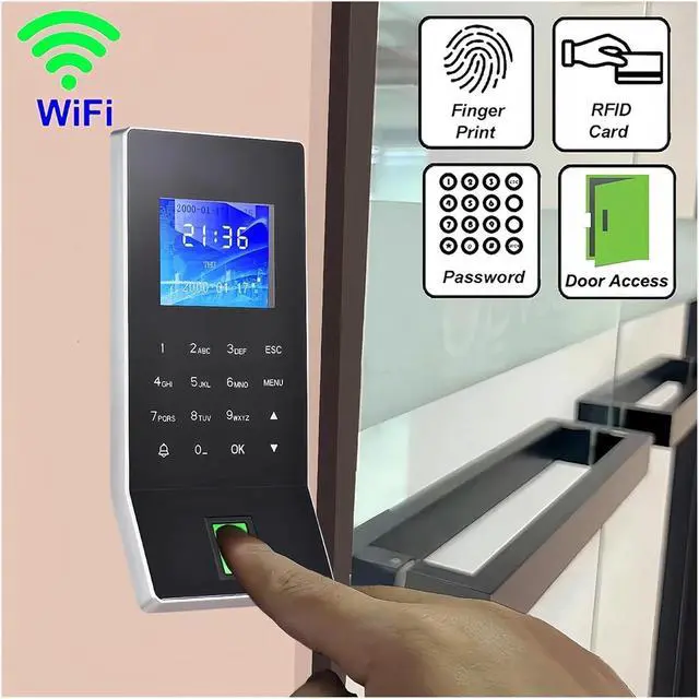 Alt view image 2 of 7 - WiFi Biometric Fingerprint for Small Businesses Door Lock Access Control System Finger and Card Time and Attendance for Small Businesses,Black,IC Without Adapter