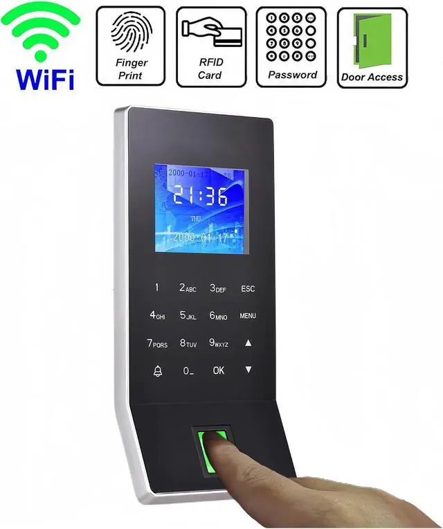 Alt view image 3 of 7 - WiFi Biometric Fingerprint for Small Businesses Door Lock Access Control System Finger and Card Time and Attendance for Small Businesses,Black,IC Without Adapter