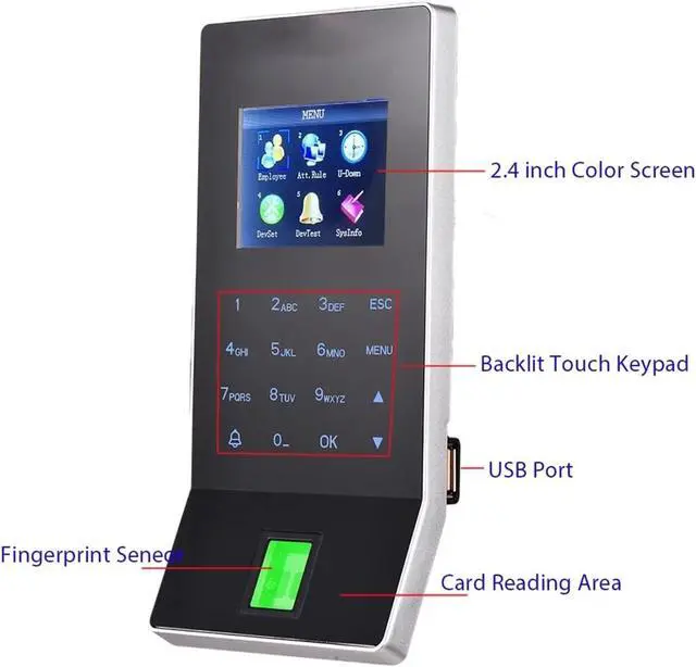 Alt view image 4 of 7 - WiFi Biometric Fingerprint for Small Businesses Door Lock Access Control System Finger and Card Time and Attendance for Small Businesses,Black,IC Without Adapter