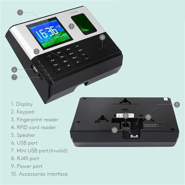 Alt view image 3 of 4 - s for Employees Small Business, Employee Recorder Biometric Finrprint and Attendance Office &Access Control & Free Software & WiFi & DST,