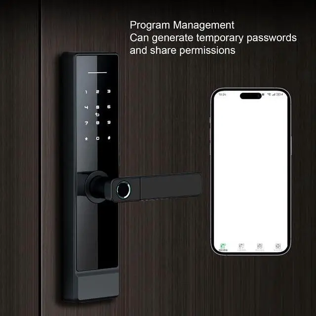 Alt view image 6 of 7 - Luocute Fingerprint Door Lock, Smart Keyless Entry with 5 in 1 Unlocking Methods Fingerprint App Code Key IC Card, for Home Hotel Office Apartment 4 8cm Thick Wooden Doors