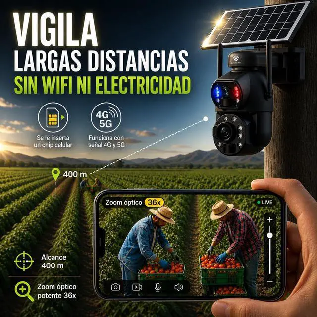 Alt view image 2 of 7 - Solar Security Camera 4G Dual Lens with 36x Optical Zoom 6MP