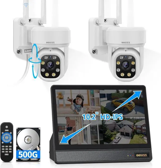 Main image of OOSSXX (2026 Update) 5MP PT Wireless Security Camera System with 10" Monitor & NVR, AI Human Tracking, Dual-Band 2.4G&5G WiFi, 2-Way Audio, 500GB HDD, No Monthly Fee, All-in-One Home Security Kit