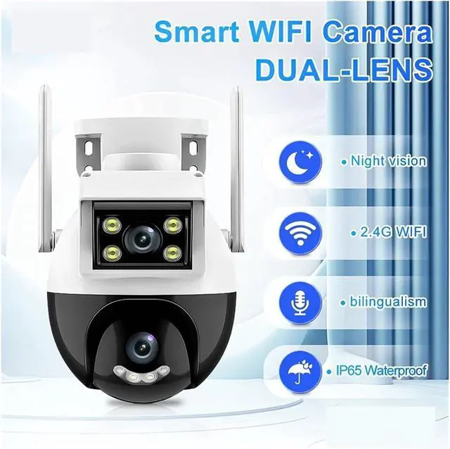 Alt view image 2 of 7 - 2K 4MP 8X Digital Zoom HD WiFi Surveillance Camera PTZ IP Camera ONVIF Dual Lens AI Human Detect Outdoor Security Two-Way Voice