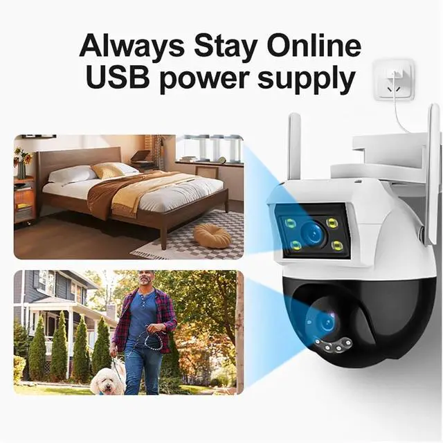 Alt view image 4 of 7 - 2K 4MP 8X Digital Zoom HD WiFi Surveillance Camera PTZ IP Camera ONVIF Dual Lens AI Human Detect Outdoor Security Two-Way Voice