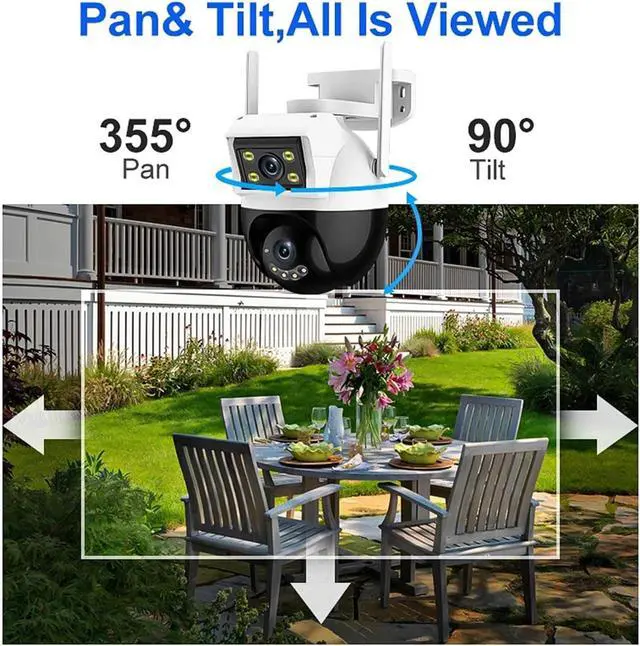 Alt view image 5 of 7 - 2K 4MP 8X Digital Zoom HD WiFi Surveillance Camera PTZ IP Camera ONVIF Dual Lens AI Human Detect Outdoor Security Two-Way Voice